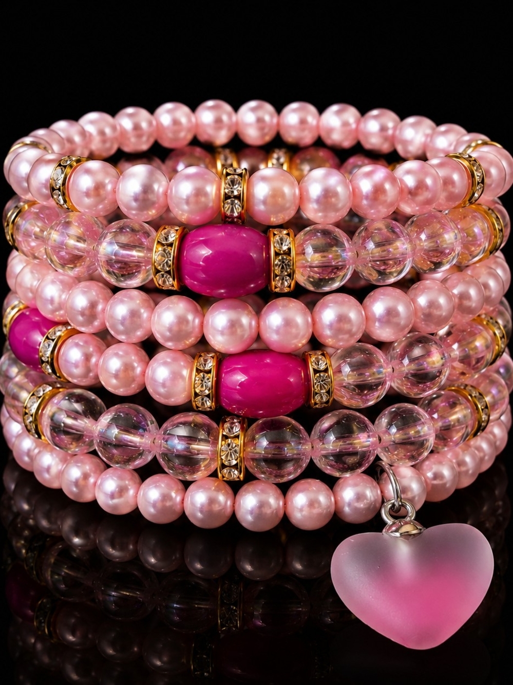 Pink Champagne Heart Bracelet